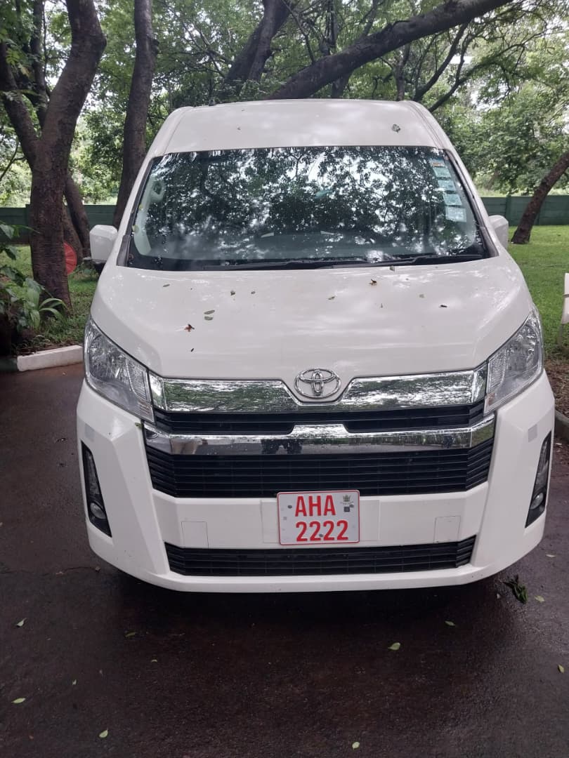 Front view of the Munzila Safaris transfer van